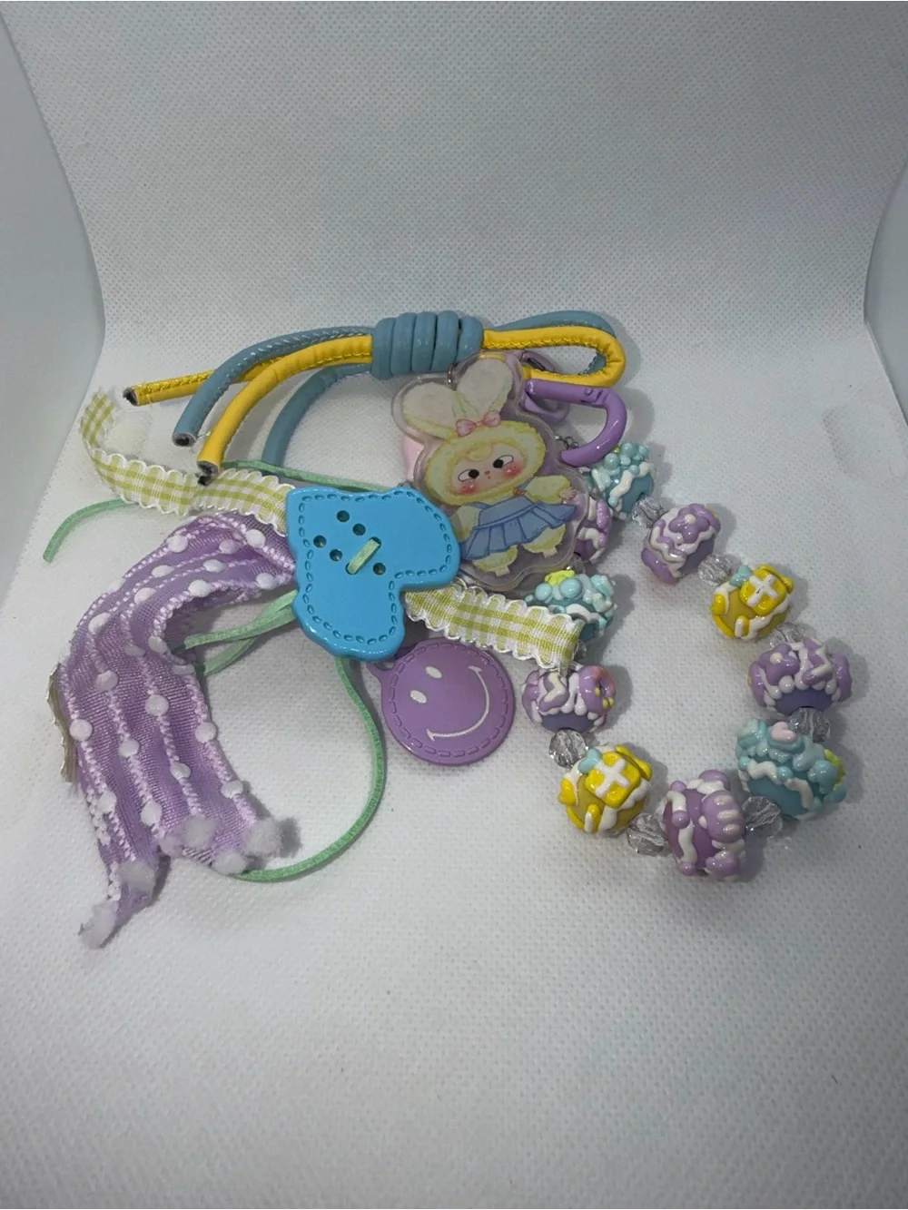 Cute Pastel Bunny Key & Card Holder Charm